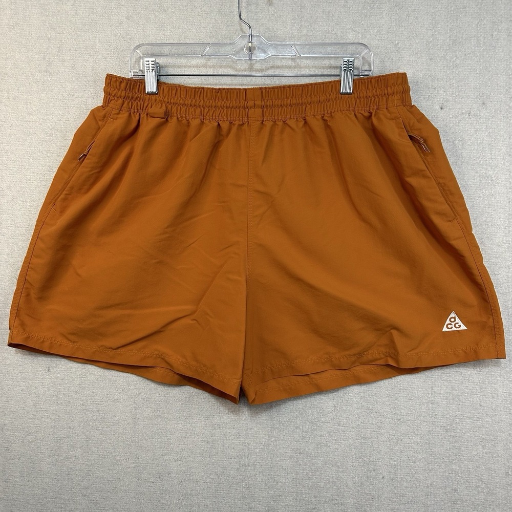 Nike ACG Shorts Women's XL‎ Orange Nylon Drawstring Zip Pockets Hiking Golf